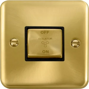 Click Scolmore Isolator Ingot TP Fan 10Ax Satin Brass Black Insert