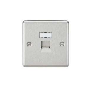 Knightsbridge MLA RJ45 Network Outlet - Rounded Edge Brushed Chrome