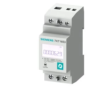 Siemens SENTRON, Measuring Device, 7KT PAC1600, LCD, L-N: 230 V, 63 A, Strd Rail Instr., Sing.-Ph., Modbus RTU/ASCII, Apparent/ Active/Reactive Energy, Self-P