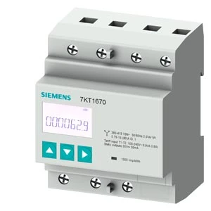 Siemens SENTRON, Measuring Device, 7KT PAC1600, LCD, L-L: 400 V, L-N: 230 V, 80 A, Strd Rail Instr., 3-Phase, Modbus RTU/ASCII, Apparent/Active/ Reactive Ener