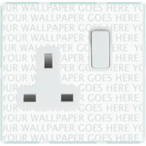 Hamilton Socket 1 Gang Switched 13A 86X86mm White White Surround
