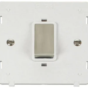 Click Scolmore Polar White 45A Ingot Stainless Steel 1 Gang Double Pole Plate Switch Polar White Insert