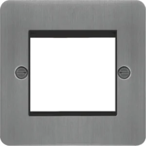 Hager Grid Plate 1 Gang 2 Module Euro Brushed Steel Black Insert