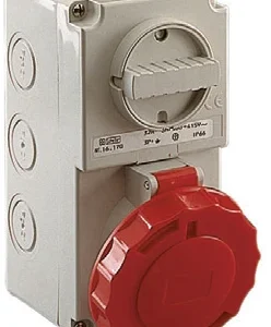 Niglon Socket Wall Interlocking Switched 3P+E 16A 415V Red IP44