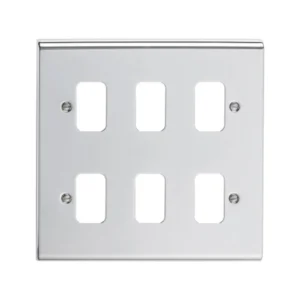 Deta Grid Plate 6 Gang Chrome