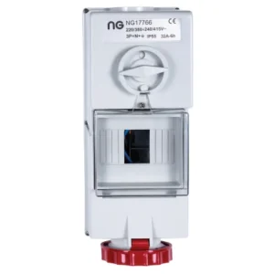 Niglon Socket Wall Interlocking Switched 2P+E 32A 240V Blue IP44