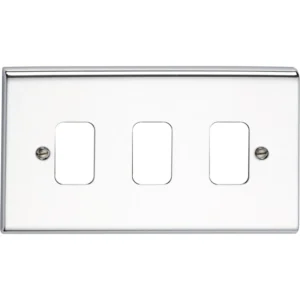 Deta Grid Plate 3 Gang Chrome