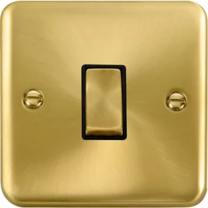 Click Scolmore Plate Switch Ingot 1 Gang Intermediate 10Ax Satin Brass Black Insert