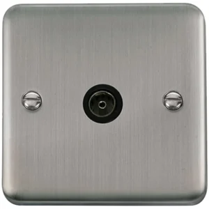 Click Scolmore Socket Coaxial Single Stainless Steel Black Insert