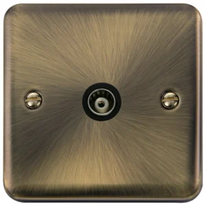 Click Scolmore Socket Coaxial Single Isolated Antique Brass Black Insert