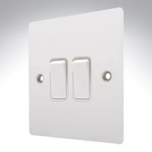 Hamilton Switch Rocker 2 Gang 2 Way 10A 86X86mm Matt White White Insert