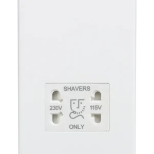 Knightsbridge MLA Screwless 115/230V Dual Voltage Shaver Socket - Matt White