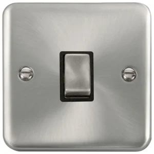 Click Scolmore Switch Ingot DP 20A Satin Chrome Black Insert