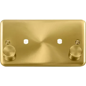 Click Scolmore Front Plate 2 Gang 2 Module 1630W Satin Brass Black&White Gasket