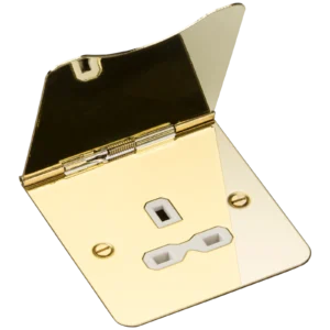 Knightsbridge MLA 13A 1G unswitched floor socket - polished brass with white insert