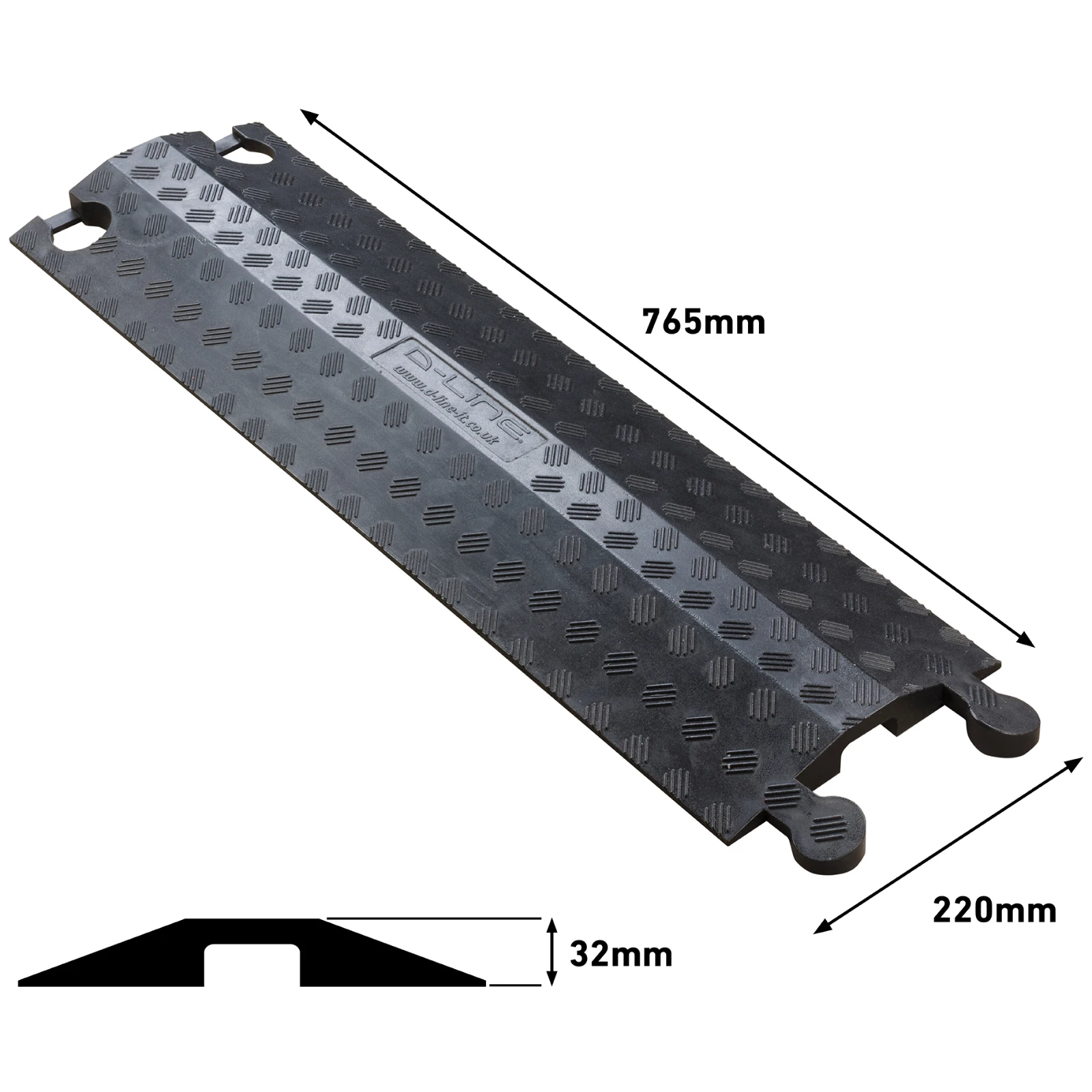 D-Line Cable Protector Floor Single Channel Drive Over 765 x 220 x 32mm Black