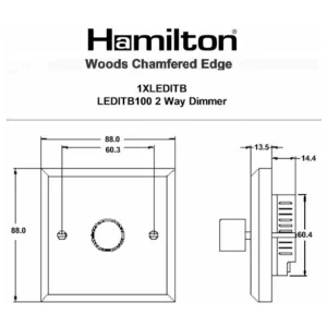 Hamilton Dimmer Switch 1 Gang LED 2 Way Push On/Off 100W 88X88mm Medium Oak