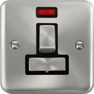 Click Scolmore Connection Unit Ingot DP Switched Fused Neon 13A Sat Chrome Black Insert