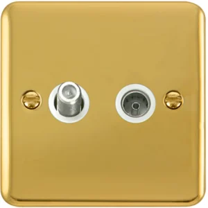 Click Scolmore Socket Satellite&Coaxial Non-Isolated Polished Brass White Insert