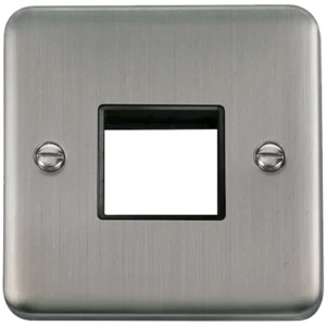 Click Scolmore Front Plate 1 Gang 2 Aperture Stainless Steel Black Insert