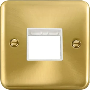 Click Scolmore Front Plate 1 Gang 2 Aperture Satin Brass White Insert