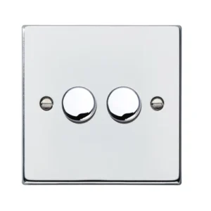 Hamilton Dimmer Switch 2 Gang LED 2 Way Push On/Off 100W 88X88mm Bright