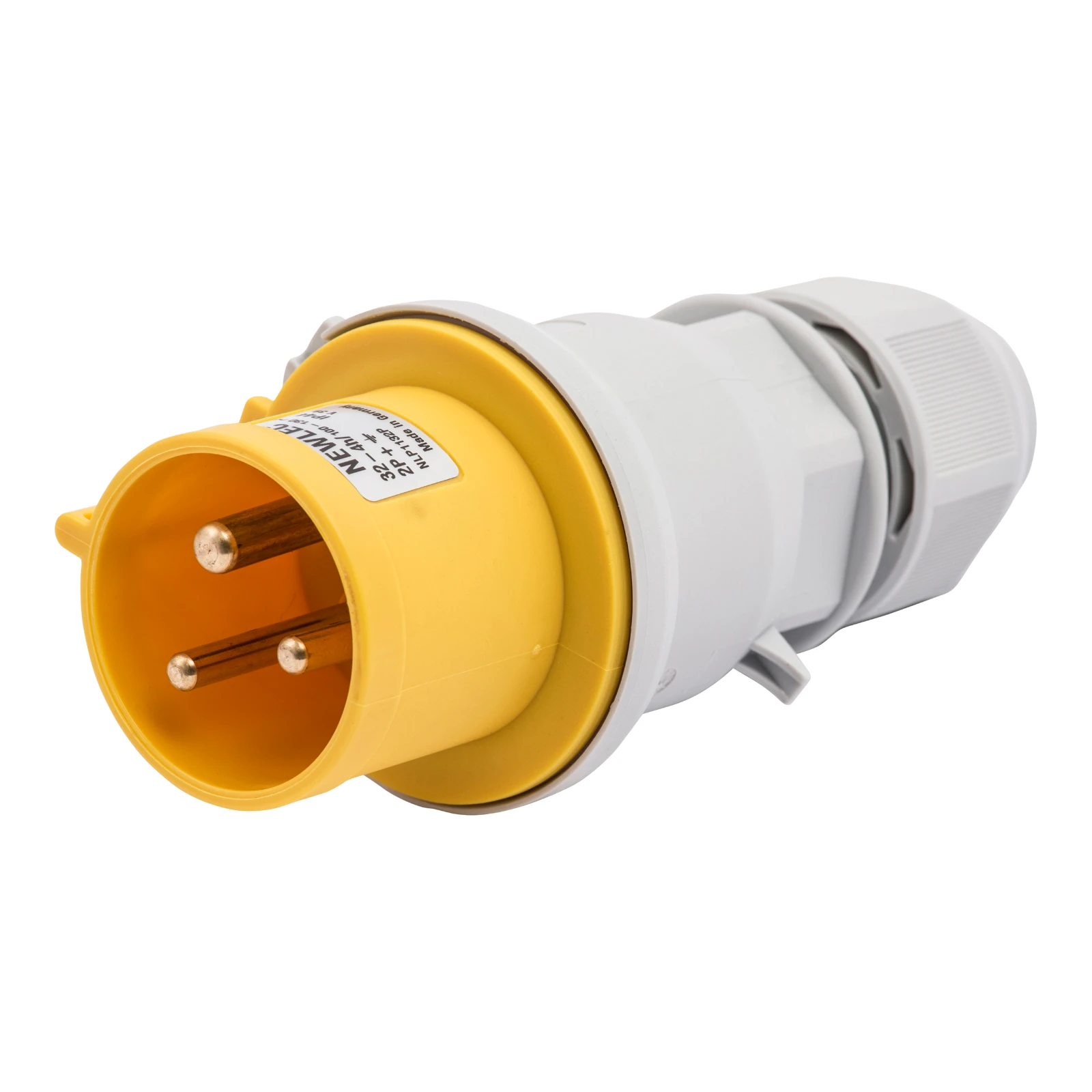 Newlec Industrial Power Plug Male Screwless 2P+E 32A 110V IP44 Yellow - Image 2