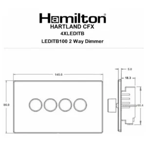 Hamilton Dimmer Switch 4 Gang LED 2 Way Push On/Off 100W 145X86mm Primed