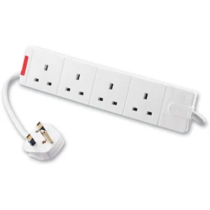 Newlec Trailing Socket Lead 4 x 13A Unswitched Sockets 2 Meter Lead White