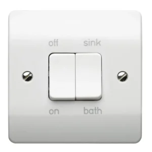 MK Electric Switch Dual 20A White For Dual Immersion Heaters