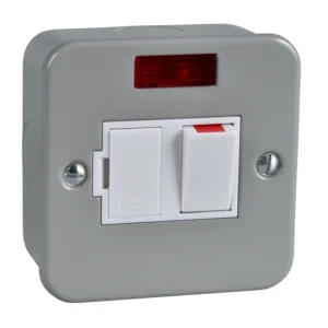 Schneider Electric Connection Unit Double Pole Switched Fused Neon 13A Grey Metalclad