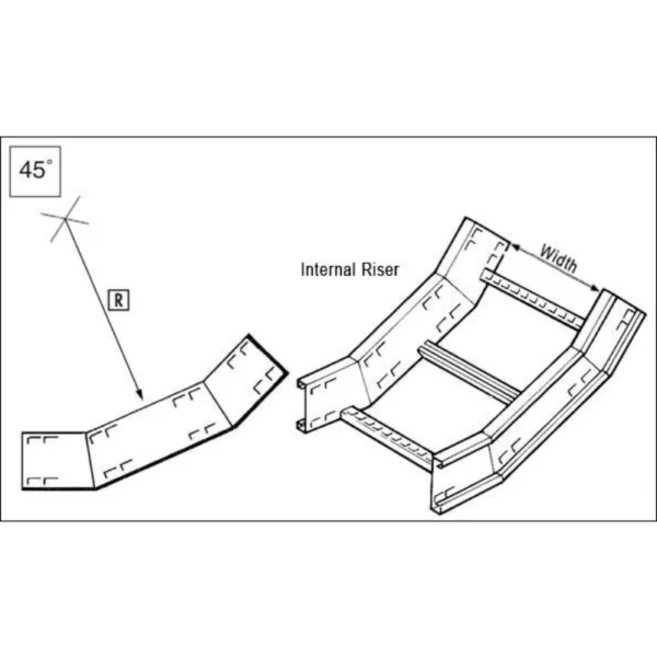 Unistrut Riser Module Unistrut Riser 45° Inside For Cable Ladder U12 300mm Steel Hot Dipped G ...