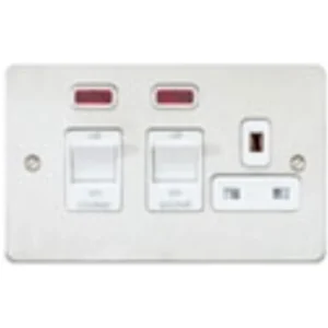 MK Electric Cooker Control Switch DP Main Switch&Socket Neon 45A Brushed Stainless