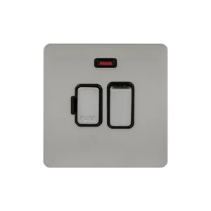 Schneider Electric Ultimate Screwless flat plate, switched fused connection, neon, steel