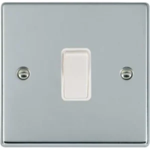 Hamilton Switch Rocker 1 Gang 2 Way 10A 88X88mm Bright Chrome White Insert