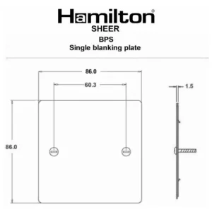 Hamilton Plate Blank Single 86X86mm Satin Brass