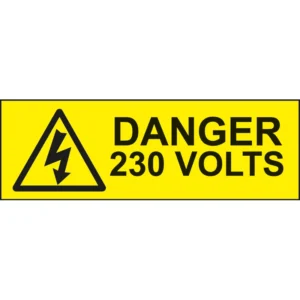 Easyfix Warning Label 'DANGER 230V' Self Adhesive 75 x 25mm Vinyl (Pack=10)