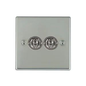 Hamilton Switch Dolly 2 Gang 2 Way 10A 88X88mm Bri Steel/Bri Chrome