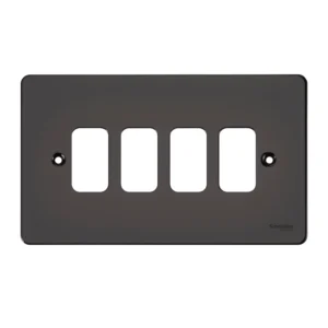 Schneider Electric Ultimate, low profile plate Grid system, 4 gangs, black nickel