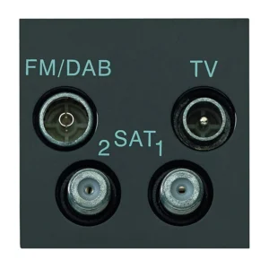 MK Electric Socket 2 Module Tv/Fm/Dab/Satx2 Black Quadplexer