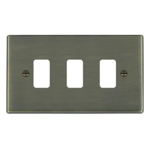 Hamilton Front Plate Double 3 Grid Apertures 144X85mm Antique Brass