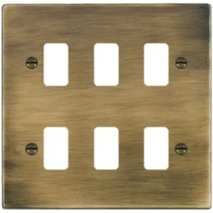 Hamilton Front Plate Large 6 Grid Apertures 150X150mm Antique Brass