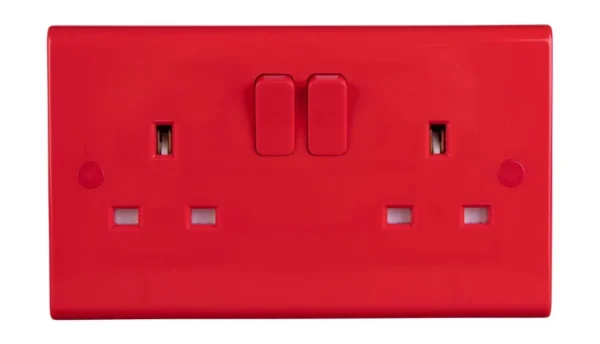 Deta Socket 2 Gang DP Switched 13A Red Moulded Red Rockers – Go Magpie ...