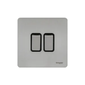 Schneider Electric Decorative Switch Connect. Black Two Gang Single Pole Two Way 10A Screwless