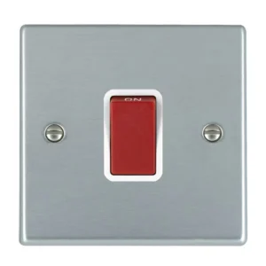 Hamilton Switch Rocker Red 1 Gang DP 45A 88X88mm Satin Chrome White Insert