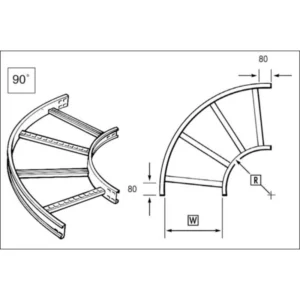 Unistrut Bend 90° Flat For Cable Ladder U12 150mm Steel Hot Dipped Galvanised