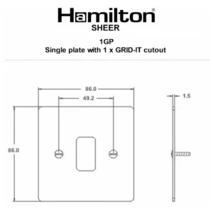 Hamilton Front Plate Single 1 Grid Aperture 86X86mm Antique Brass