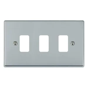 Hamilton Front Plate Double 3 Grid Aperture 144X85mm Bright Chrome