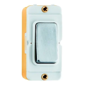 Hamilton Insert Rocker 1 Gang 2 Way 20A Satin Chrome/White