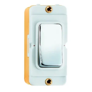 Hamilton Insert Rocker 1 Gang 2 Way 20A Bright Chrome/White